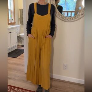 Mustard Yellow Wide-Leg Overalls